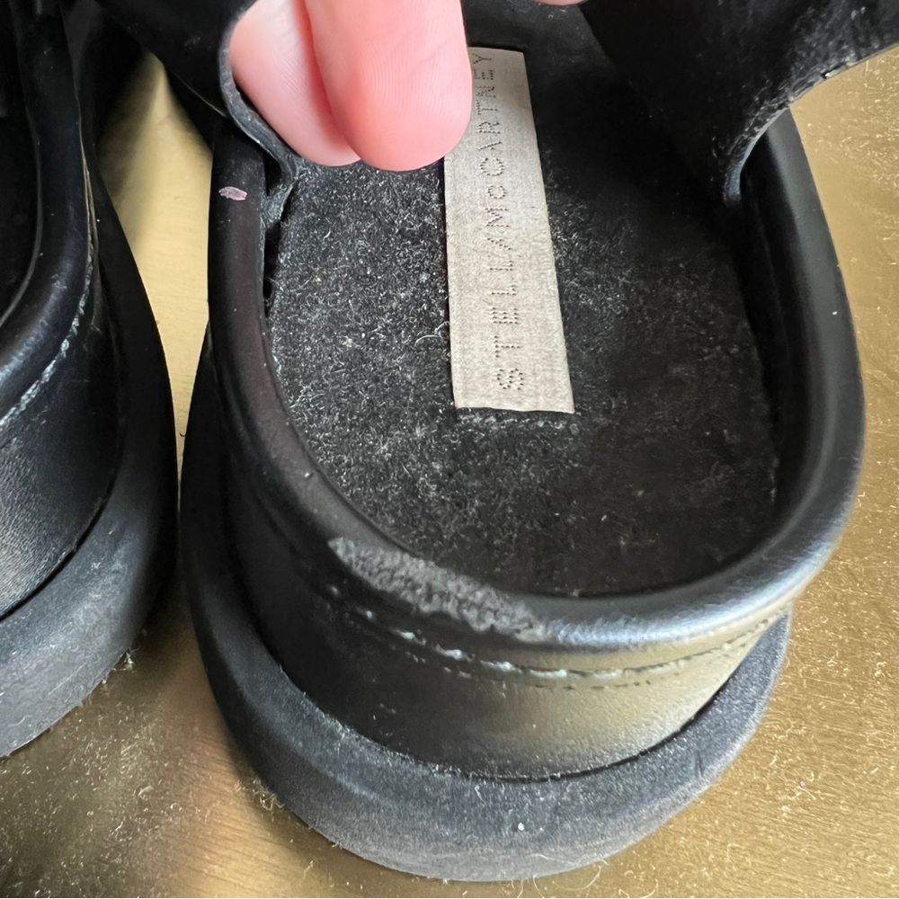 Stella McCartney Black Faux Leather Vegan Platform Buckle Sandals - Picture 14 of 15